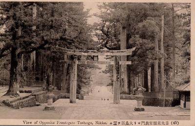 View of Opposite Front-gate Toshogu, Nikko. (45)日光東照宮表門ヨリ大鳥居ヲ望ム